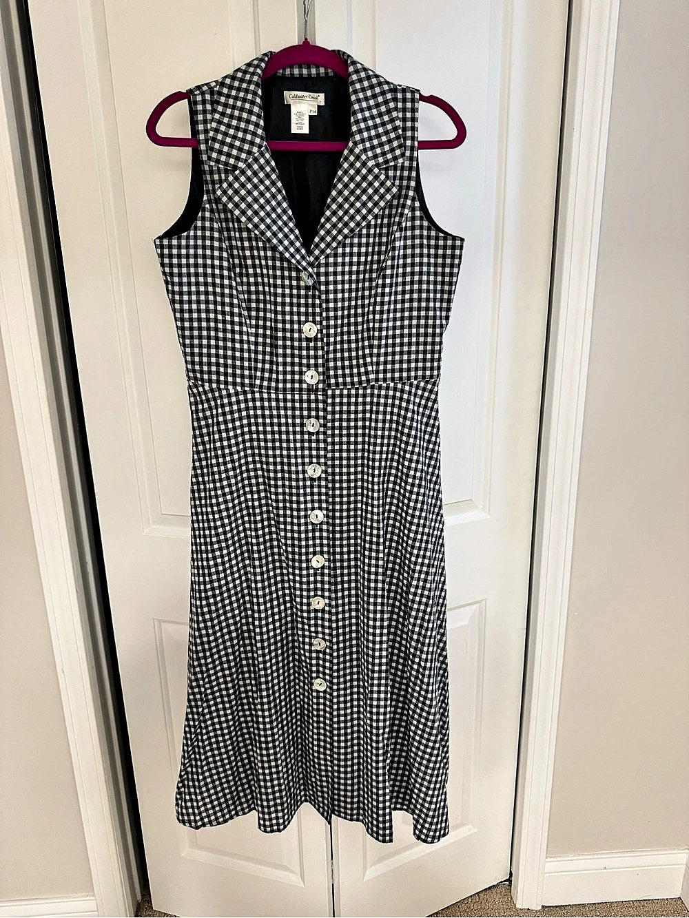 Coldwater Creek Women's Retro inspired Gingham Midi Dress Sz 14 Petite